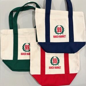 NWT Set - 99 Ranch Market Mini Totes - Red, Green, Navy Blue